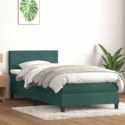 Box Spring Postel S Matrací A Led Tmavě Zelená 80X220 Cm Samet