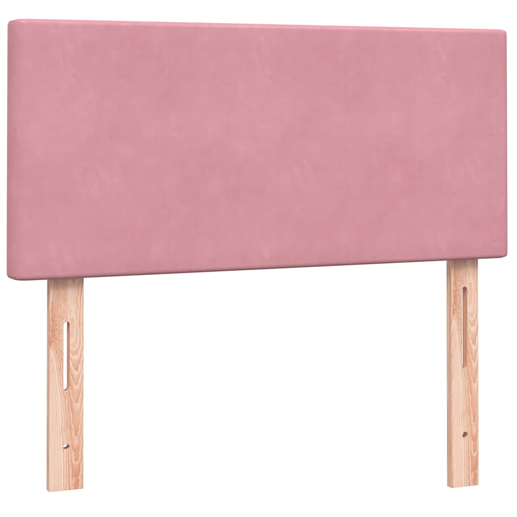 Box Spring Postel S Matrací A Led Růžová 80X220 Cm Samet