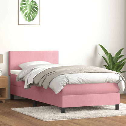 Box Spring Postel S Matrací A Led Růžová 80X220 Cm Samet