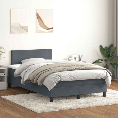 Box Spring Postel S Matrací A Led Samet Tmavě Šedá