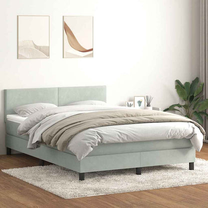 Box Spring Postel S Matrací A Led Samet Světle Šedá