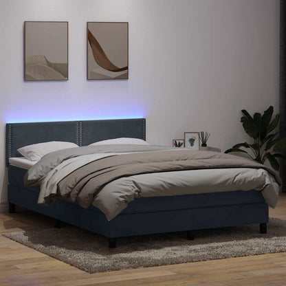 Box Spring Postel S Matrací A Led Samet Tmavě Šedá