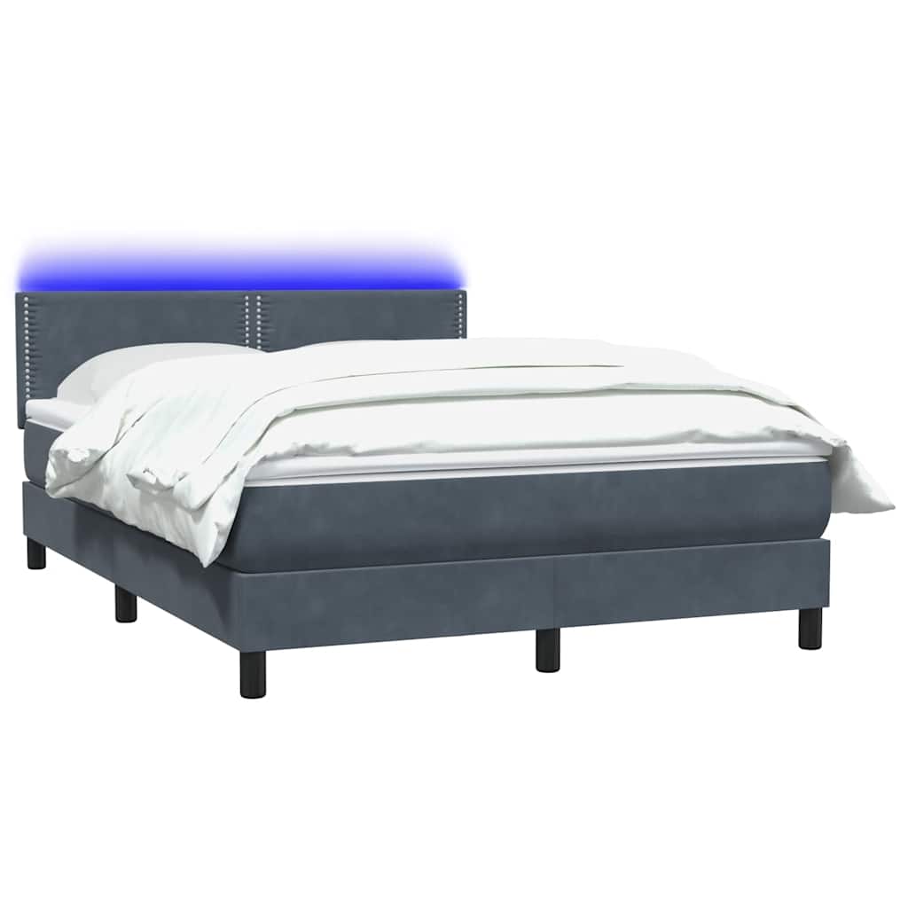 Box Spring Postel S Matrací A Led Tmavě Šedá 160X210 Cm Samet