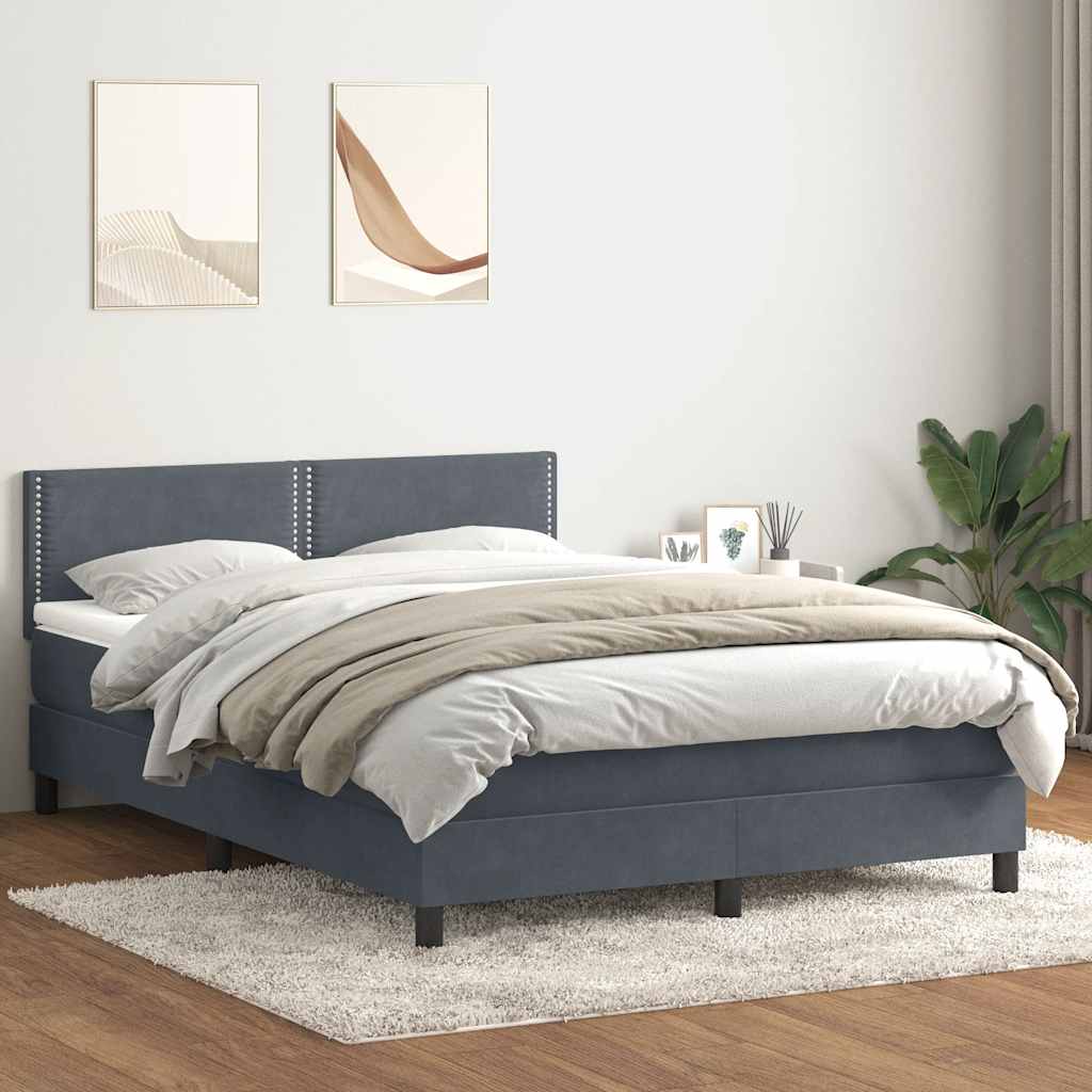 Box Spring Postel S Matrací A Led Tmavě Šedá 160X210 Cm Samet