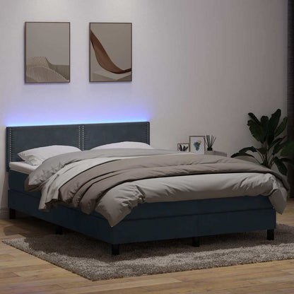 Box Spring Postel S Matrací A Led Tmavě Šedá 160X210 Cm Samet