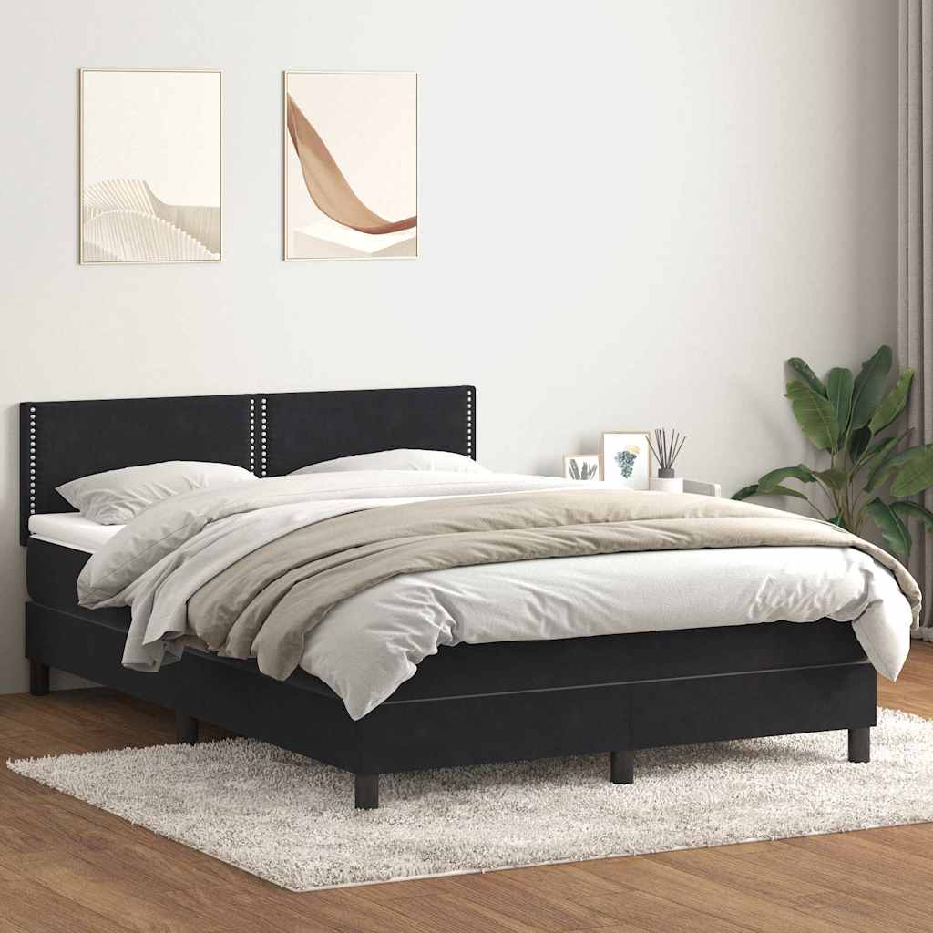 Box Spring Postel S Matrací A Led Černá 160X210 Cm Samet