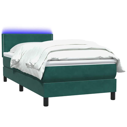 Box Spring Postel S Matrací A Led Tmavě Zelená 80X220 Cm Samet
