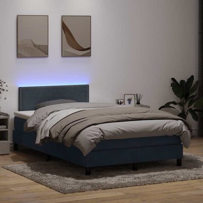 Box Spring Postel S Matrací A Led Samet Tmavě Šedá