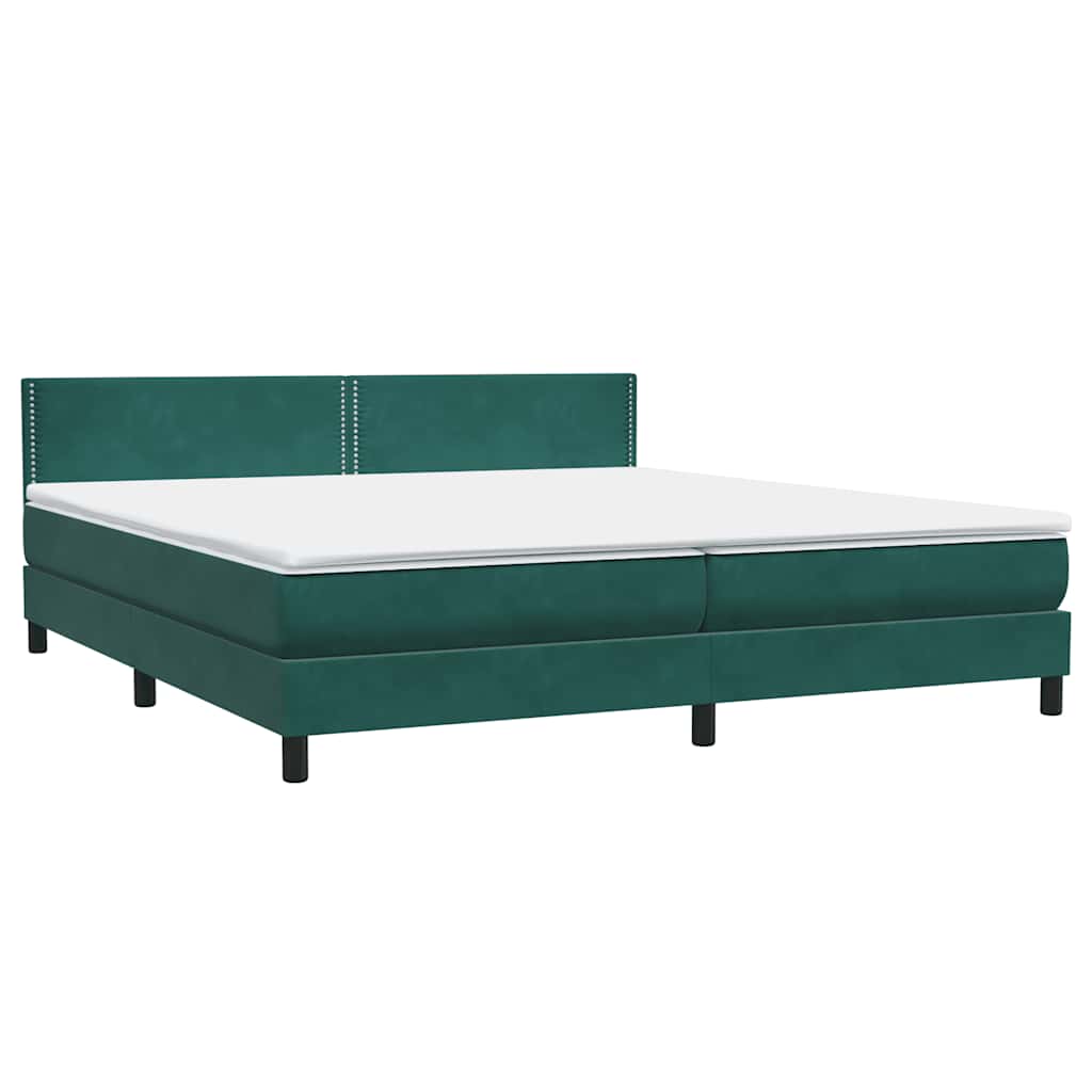 Box Spring Postel S Matrací A Led Tmavě Zelená 180X220 Cm Samet