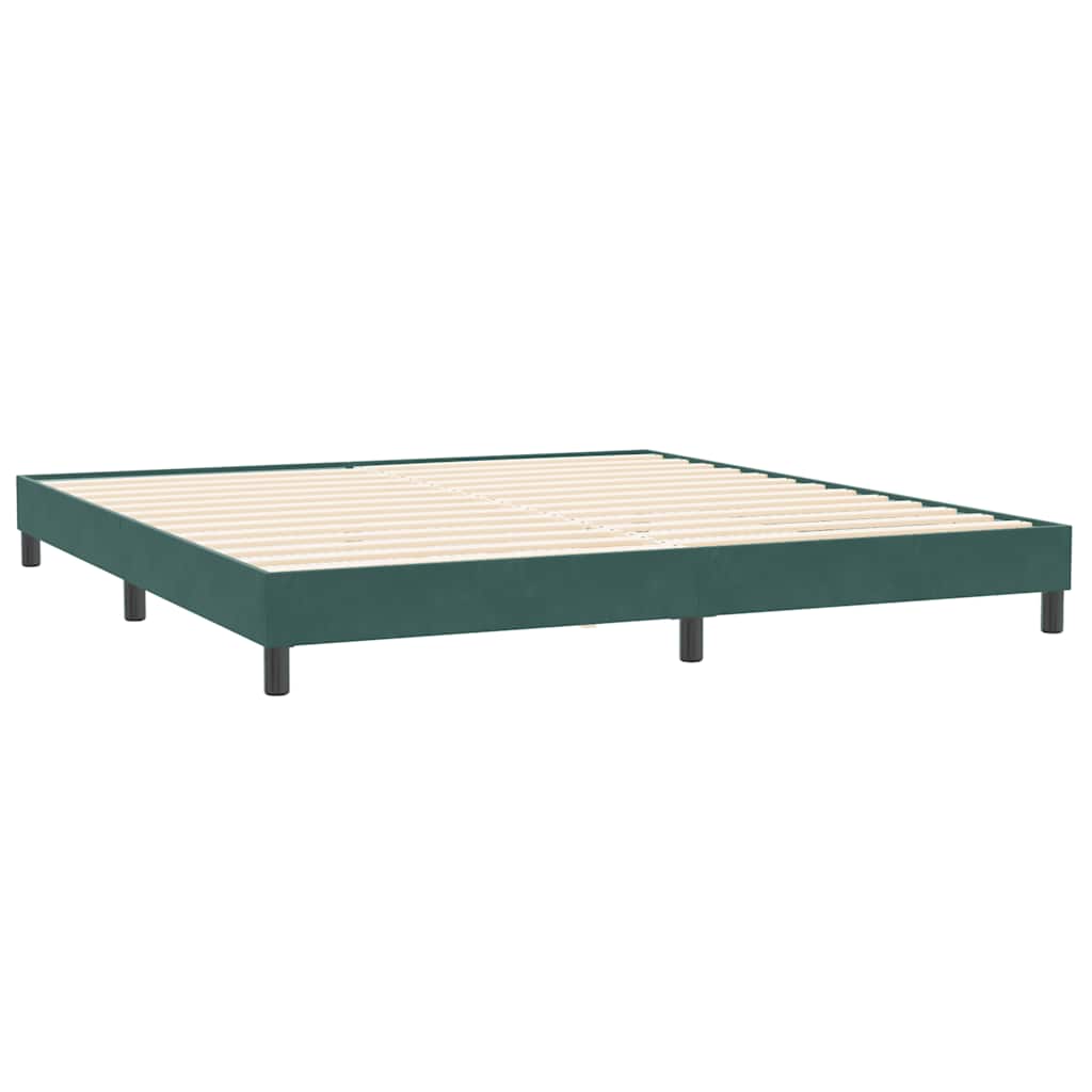 Box Spring Postel S Matrací A Led Tmavě Zelená 180X220 Cm Samet