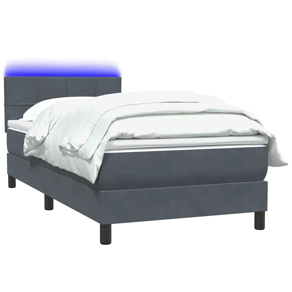 Box Spring Postel S Matrací A Led Samet Tmavě Šedá