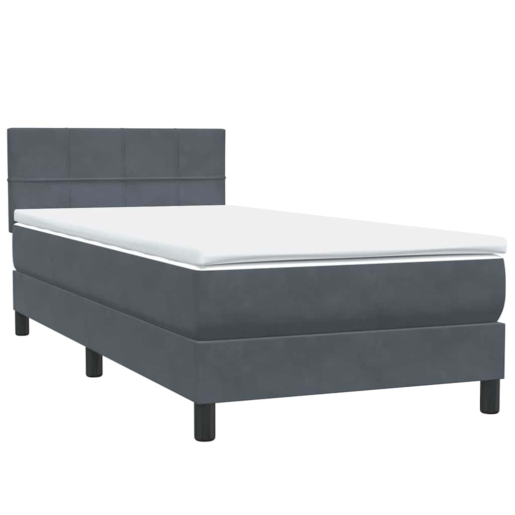 Box Spring Postel S Matrací A Led Samet Tmavě Šedá