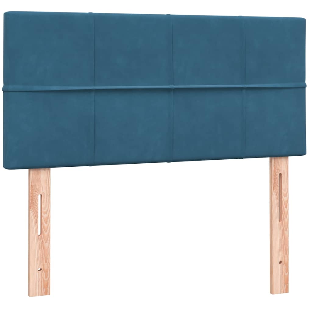 Box Spring Postel S Matrací A Led Tmavě Modrá 80X210 Cm Samet
