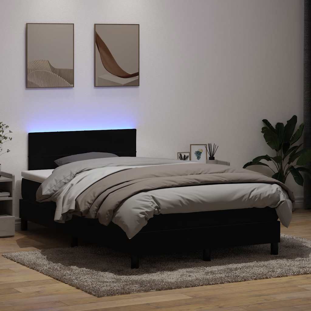 Box Spring Postel S Matrací A Led Černá Samet Černá