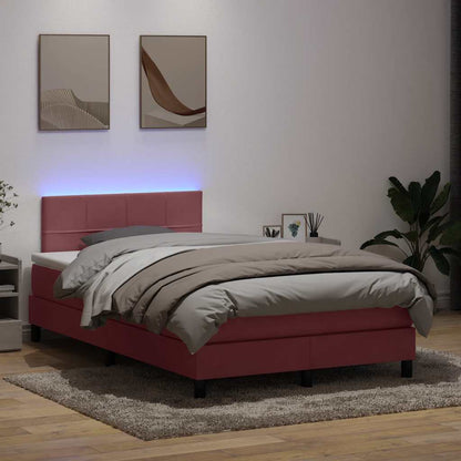 Box Spring Postel S Matrací A Led Samet Růžová