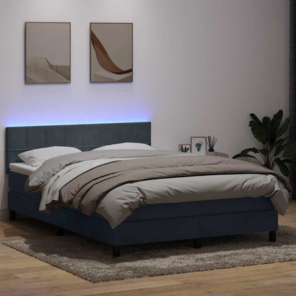 Box Spring Postel S Matrací A Led Samet Tmavě Šedá