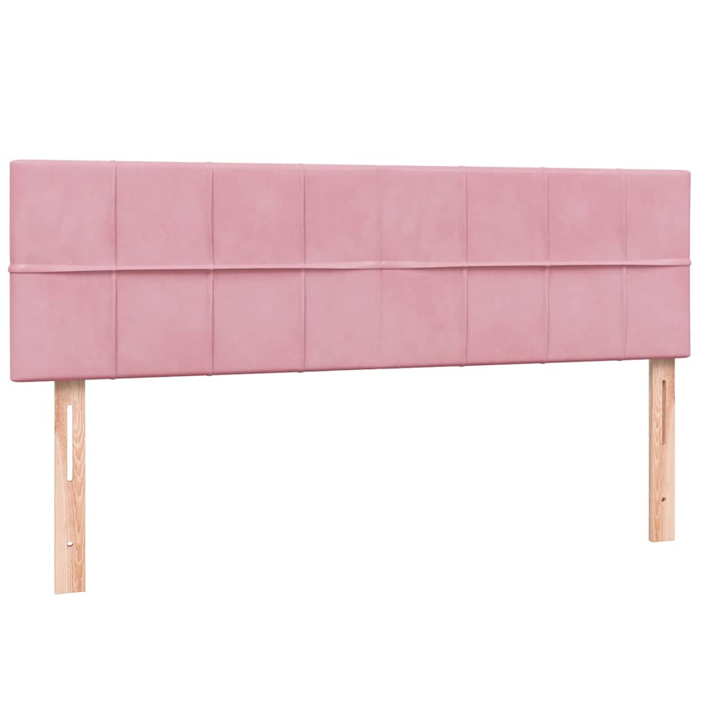 Box Spring Postel S Matrací A Led Růžová 140X210 Cm Samet