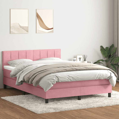 Box Spring Postel S Matrací A Led Růžová 160X210 Cm Samet