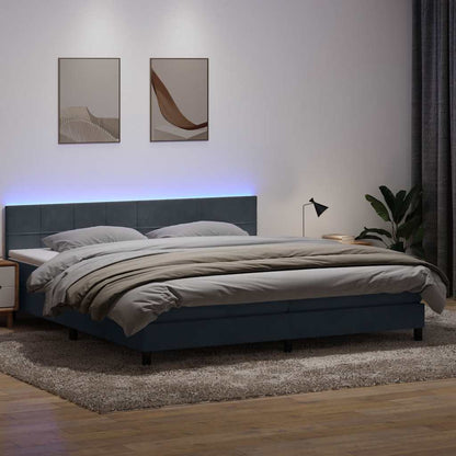 Box Spring Postel S Matrací A Led Samet Tmavě Šedá