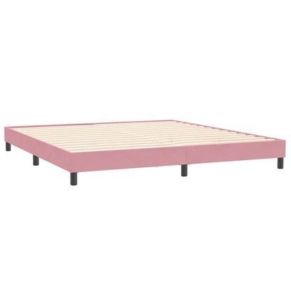 Box Spring Postel S Matrací A Led Růžová 180X210 Cm Samet