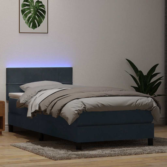 Box Spring Postel S Matrací A Led Samet Tmavě Šedá