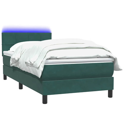Box Spring Postel S Matrací A Led Tmavě Zelená 80X220 Cm Samet