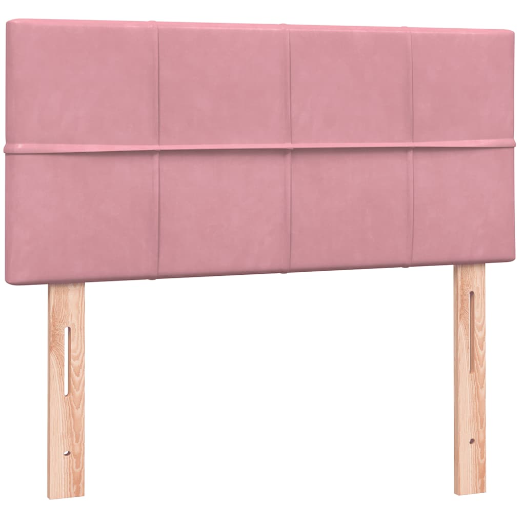 Box Spring Postel S Matrací A Led Růžová 80X220 Cm Samet