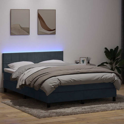 Box Spring Postel S Matrací A Led Samet Tmavě Šedá