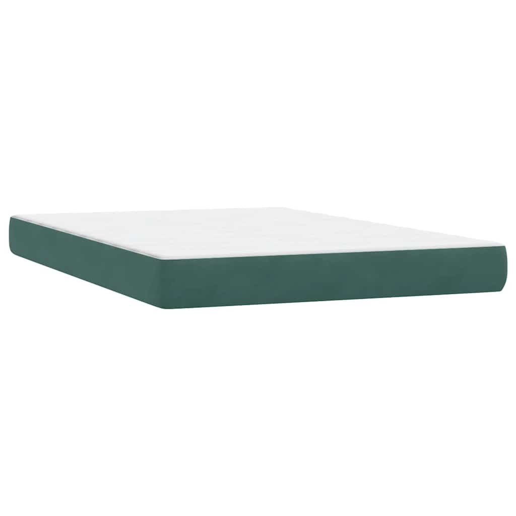 Box Spring Postel S Matrací A Led Tmavě Zelená 160X220 Cm Samet