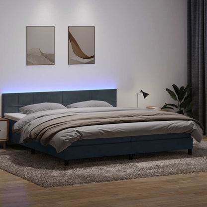 Box Spring Postel S Matrací A Led Samet Tmavě Šedá