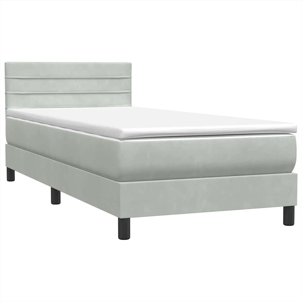 Box Spring Postel S Matrací A Led Světle Šedá 80X210 Cm Samet