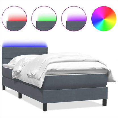 Box Spring Postel S Matrací A Led Samet Tmavě Šedá