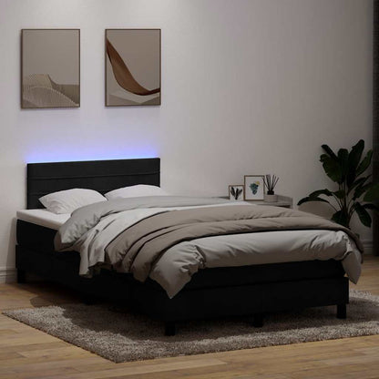 Box Spring Postel S Matrací A Led Černá Samet Černá