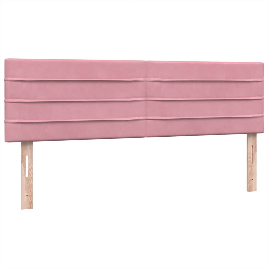 Box Spring Postel S Matrací A Led Růžová 160X210 Cm Samet