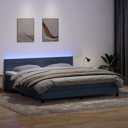 Box Spring Postel S Matrací A Led Samet Tmavě Šedá