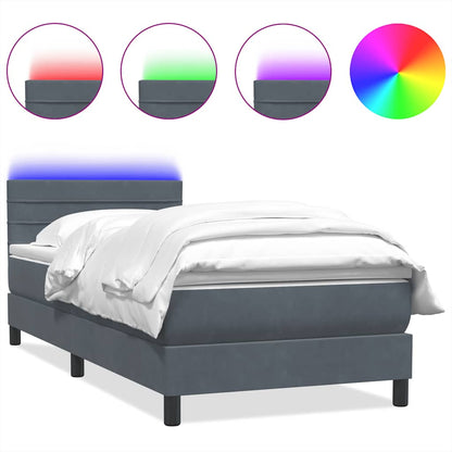 Box Spring Postel S Matrací A Led Samet Tmavě Šedá