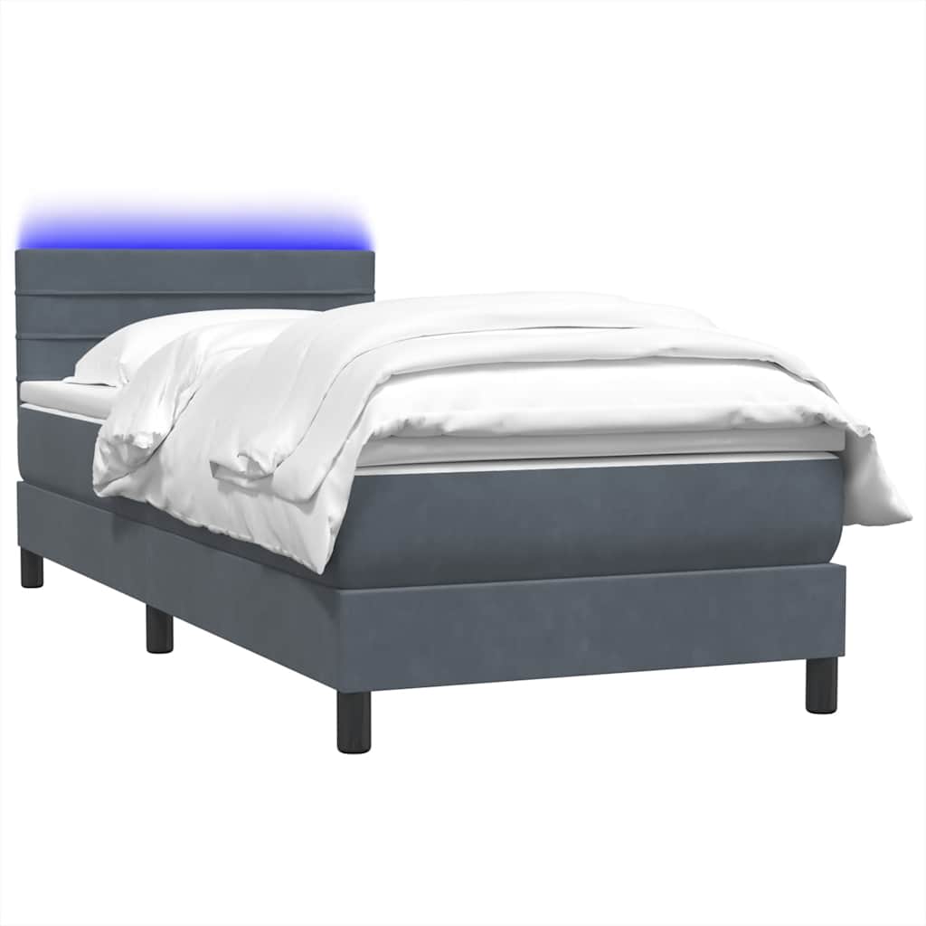 Box Spring Postel S Matrací A Led Samet Tmavě Šedá