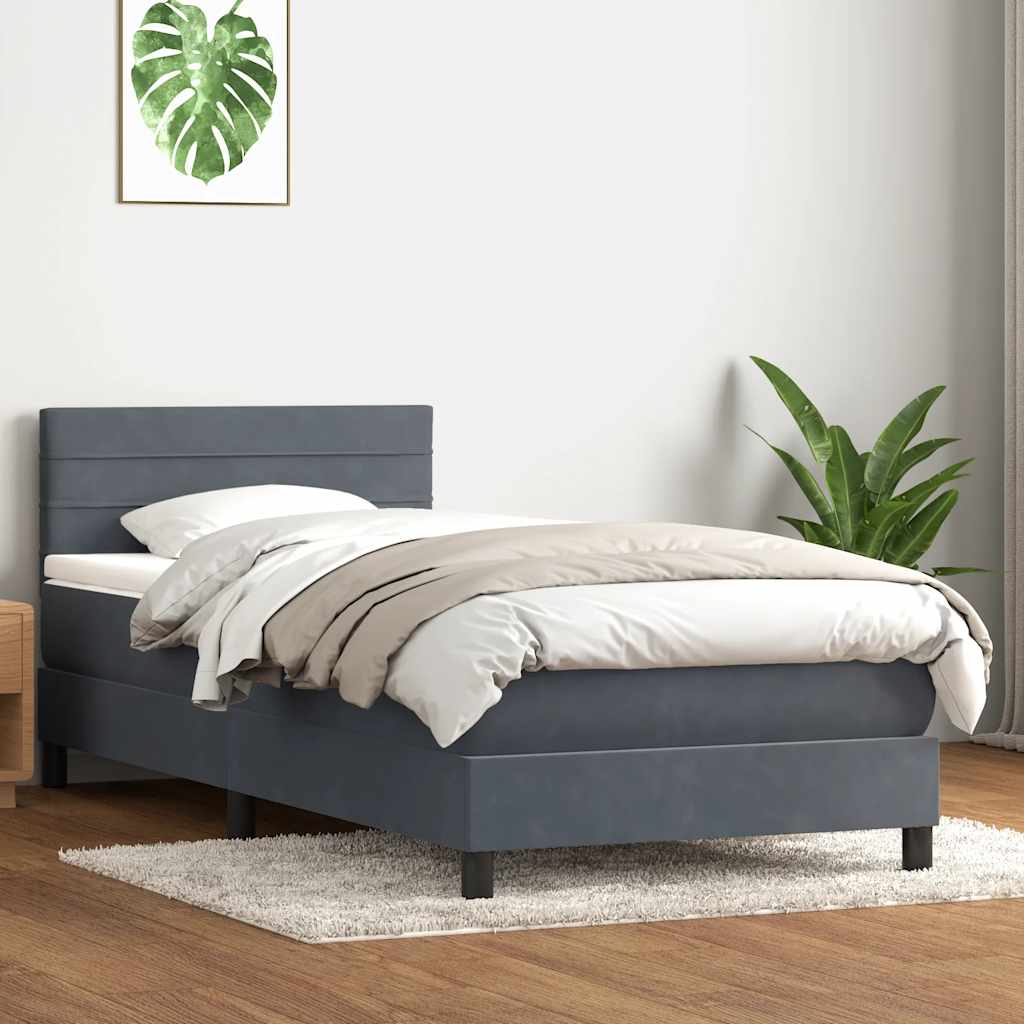 Box Spring Postel S Matrací A Led Samet Tmavě Šedá