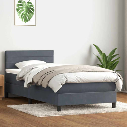 Box Spring Postel S Matrací A Led Samet Tmavě Šedá