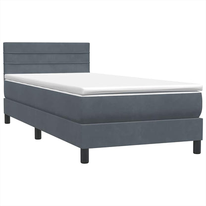 Box Spring Postel S Matrací A Led Samet Tmavě Šedá