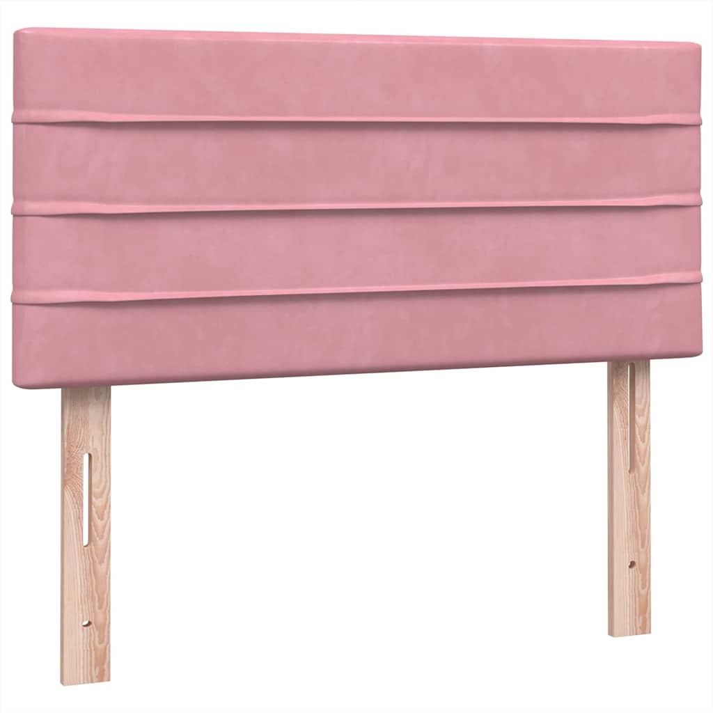 Box Spring Postel S Matrací A Led Růžová 80X220 Cm Samet