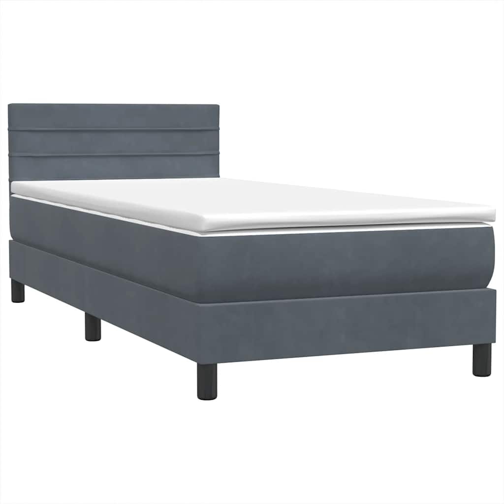 Box Spring Postel S Matrací A Led Samet Tmavě Šedá