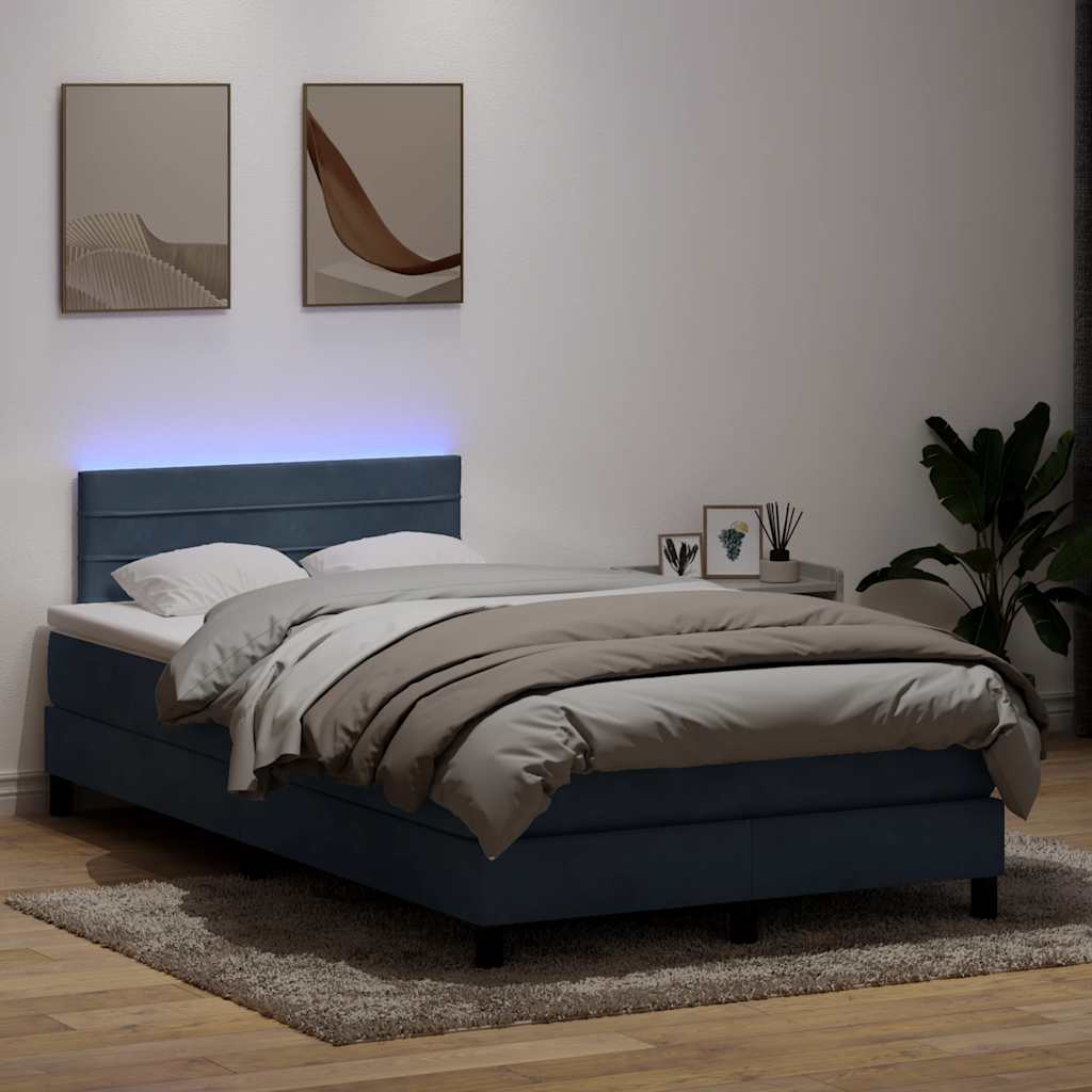 Box Spring Postel S Matrací A Led Samet Tmavě Šedá