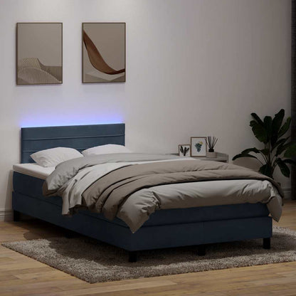 Box Spring Postel S Matrací A Led Samet Tmavě Šedá