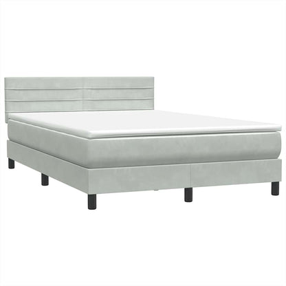 Box Spring Postel S Matrací A Led Světle Šedá 160X220 Cm Samet