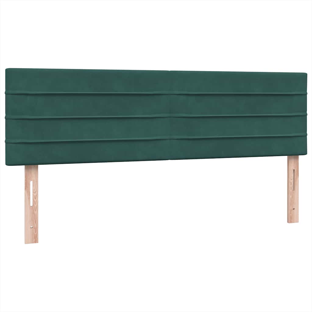 Box Spring Postel S Matrací A Led Tmavě Zelená 160X220 Cm Samet