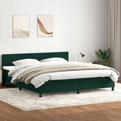 Box Spring Postel S Matrací A Led Tmavě Zelená 180X220 Cm Samet