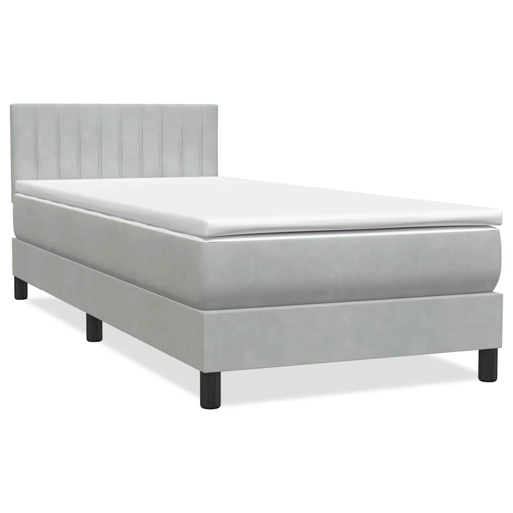 Box Spring Postel S Matrací A Led Světle Šedá 80X210 Cm Samet