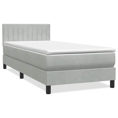 Box Spring Postel S Matrací A Led Světle Šedá 80X210 Cm Samet
