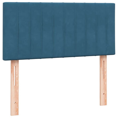Box Spring Postel S Matrací A Led Tmavě Modrá 80X210 Cm Samet